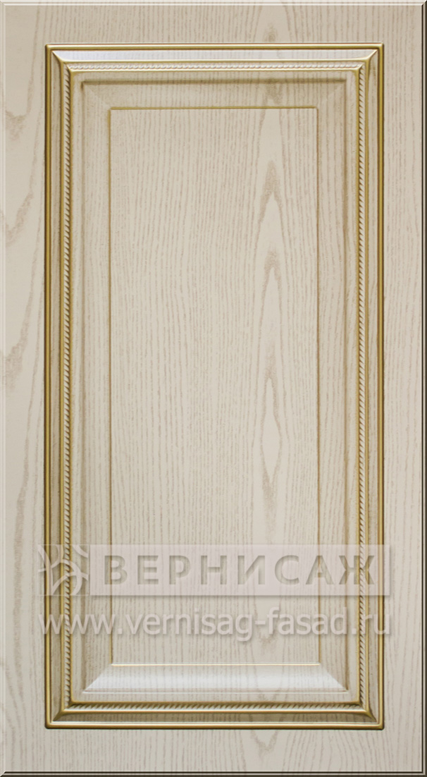Фасады в пленке ПВХ, Фрезеровка № 56, цвет Ясень бежевый, патина - золото 